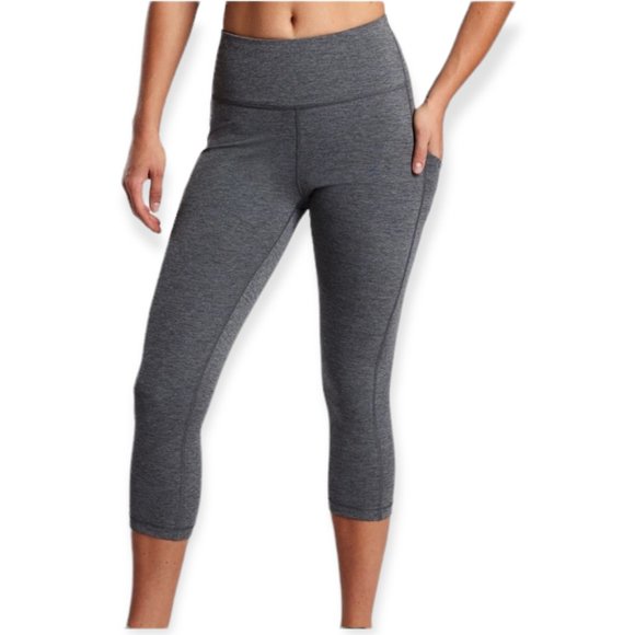 Athleta XS Grey Heather Headlands Hybrid Phone Pockets Tights Leggings - Picture 2 of 9